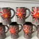 Set of 7 fat lava glazed ceramic mugs signed poët laval 70s