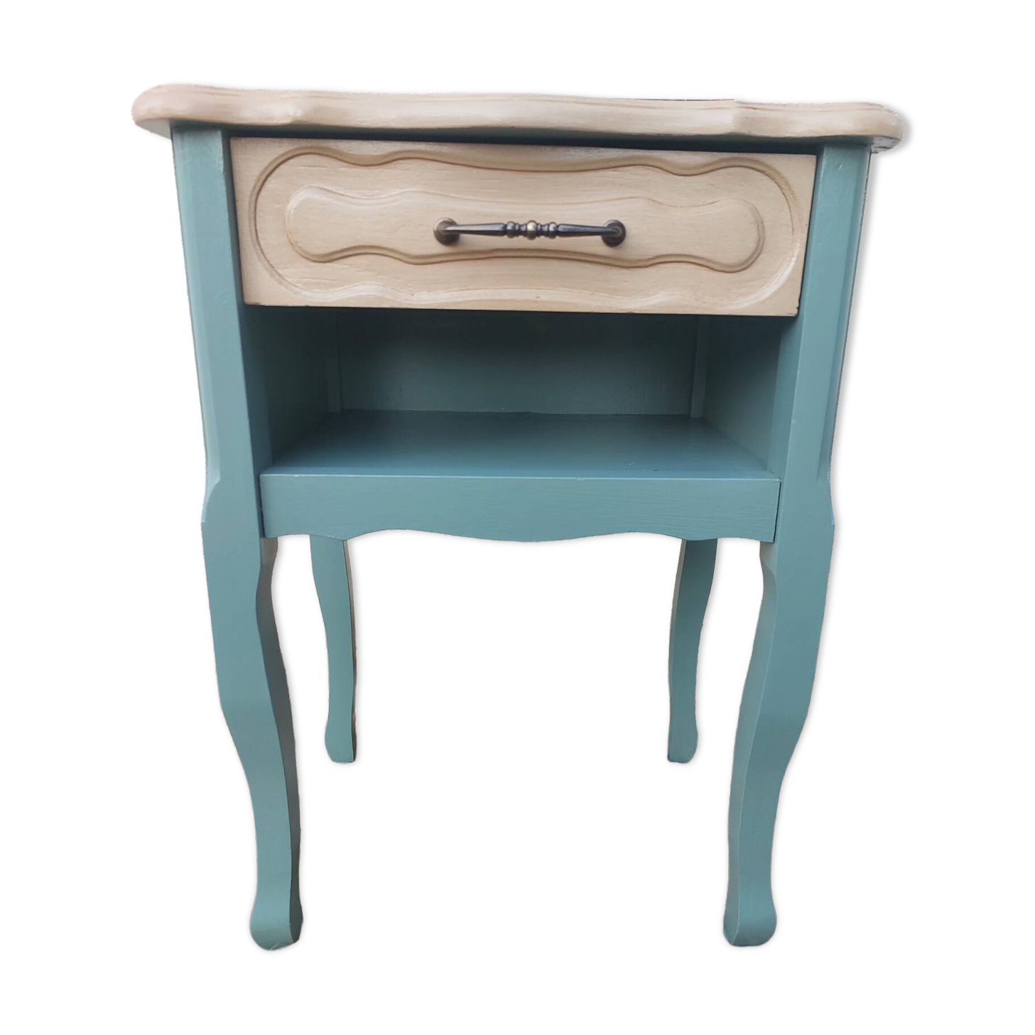 Bedside table, nightstand, renovated accent furniture.