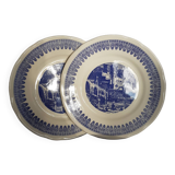 Ensemble de 2 assiettes à dîner en pierre de fer sous glaçure fabriquées en Italie
