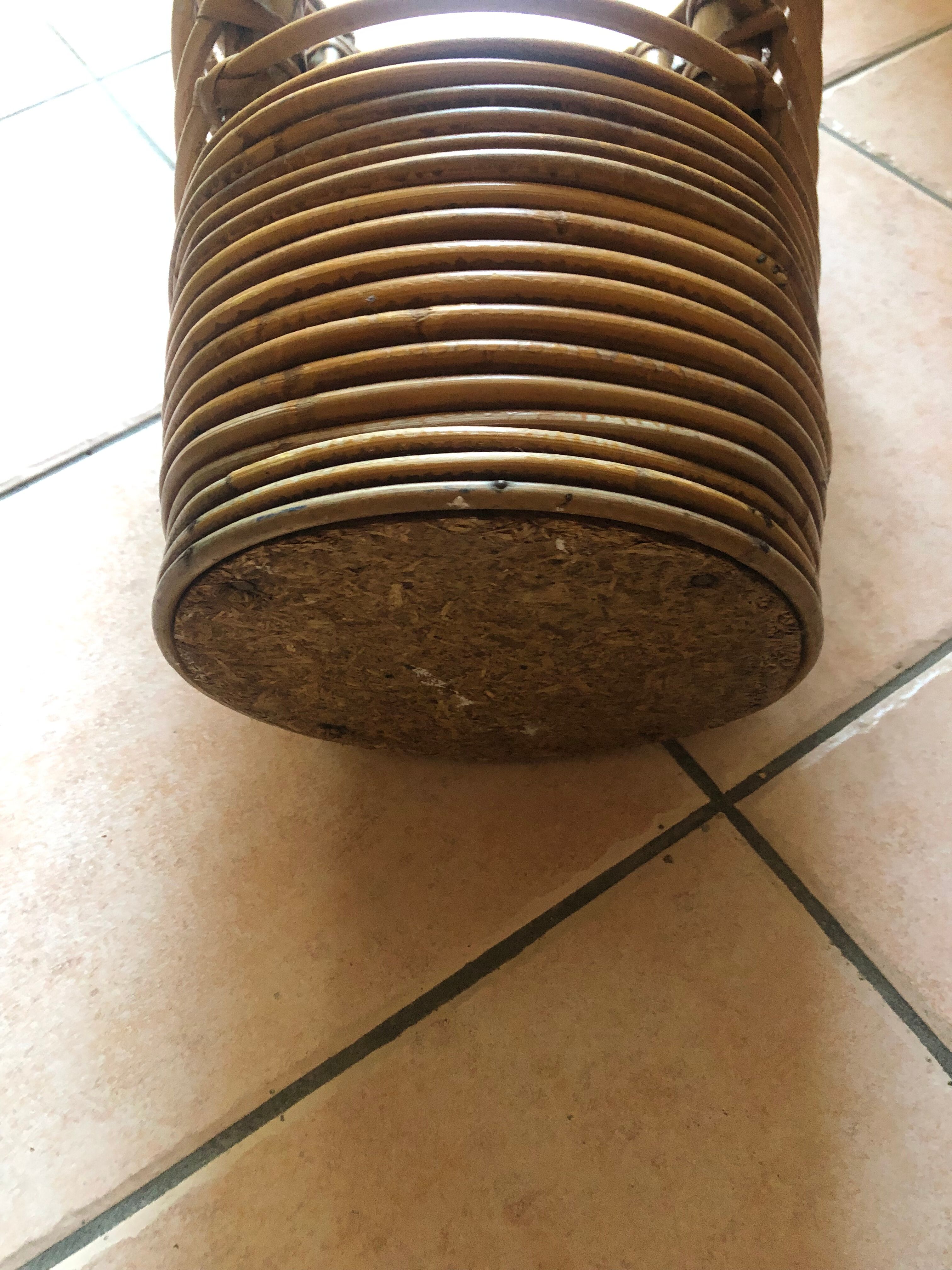 Umbrella door with bamboo handles and vintage rattan 60s