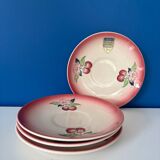 4 assiettes à dessert Longwy vintage en faïence grand feu