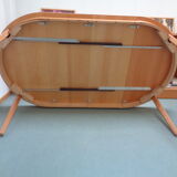 Scandinavian round/oval table in beech with 2 extensions