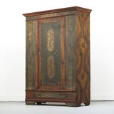 Armoire de mariée peinte d'art populaire