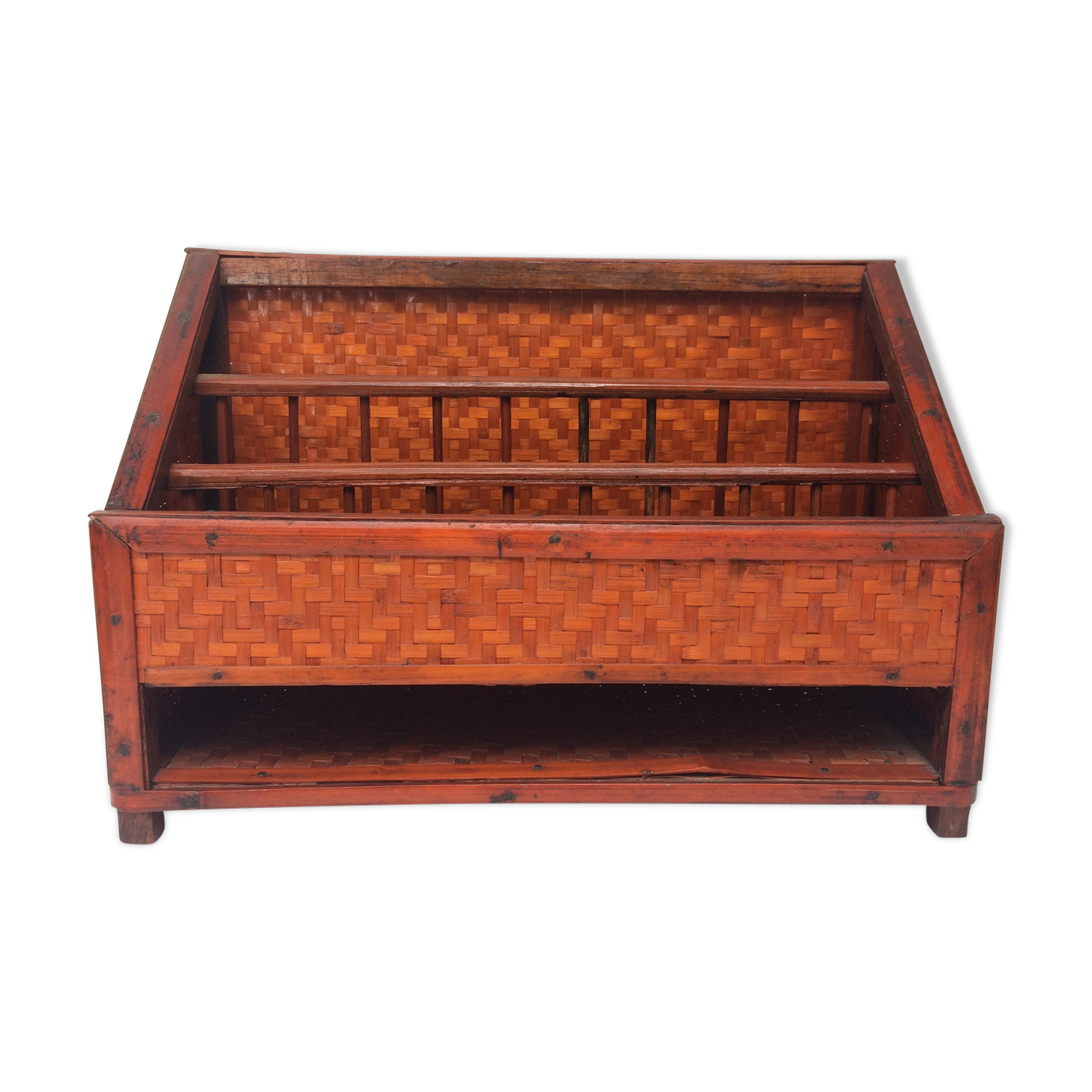 Vintage wicker desk letter holder