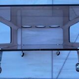 smoked plexi table on wheels