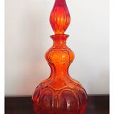 Amber orange corset empoli bottle with stopper