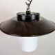 Industrial Grey Enamel Pendant Lamp with Milk Glass, 1960s
