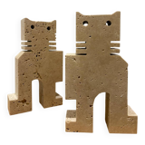Paire de chats en travertin, Fratelli Mannelli, Italie, 1970s