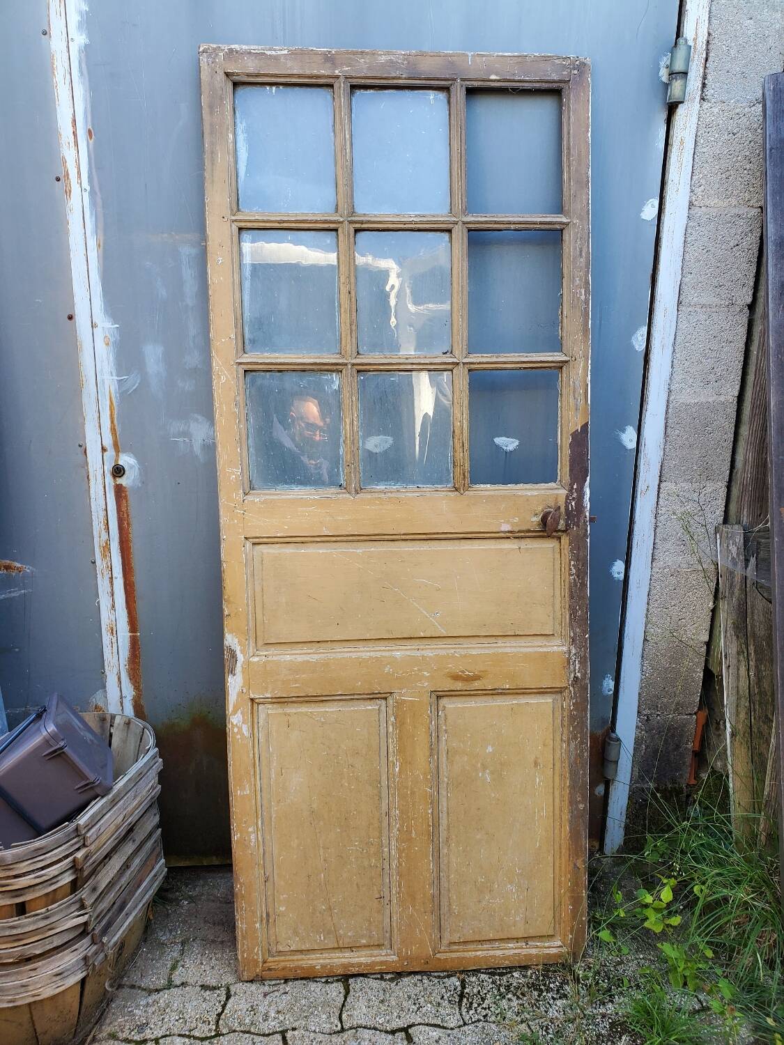 Antique glass interior door