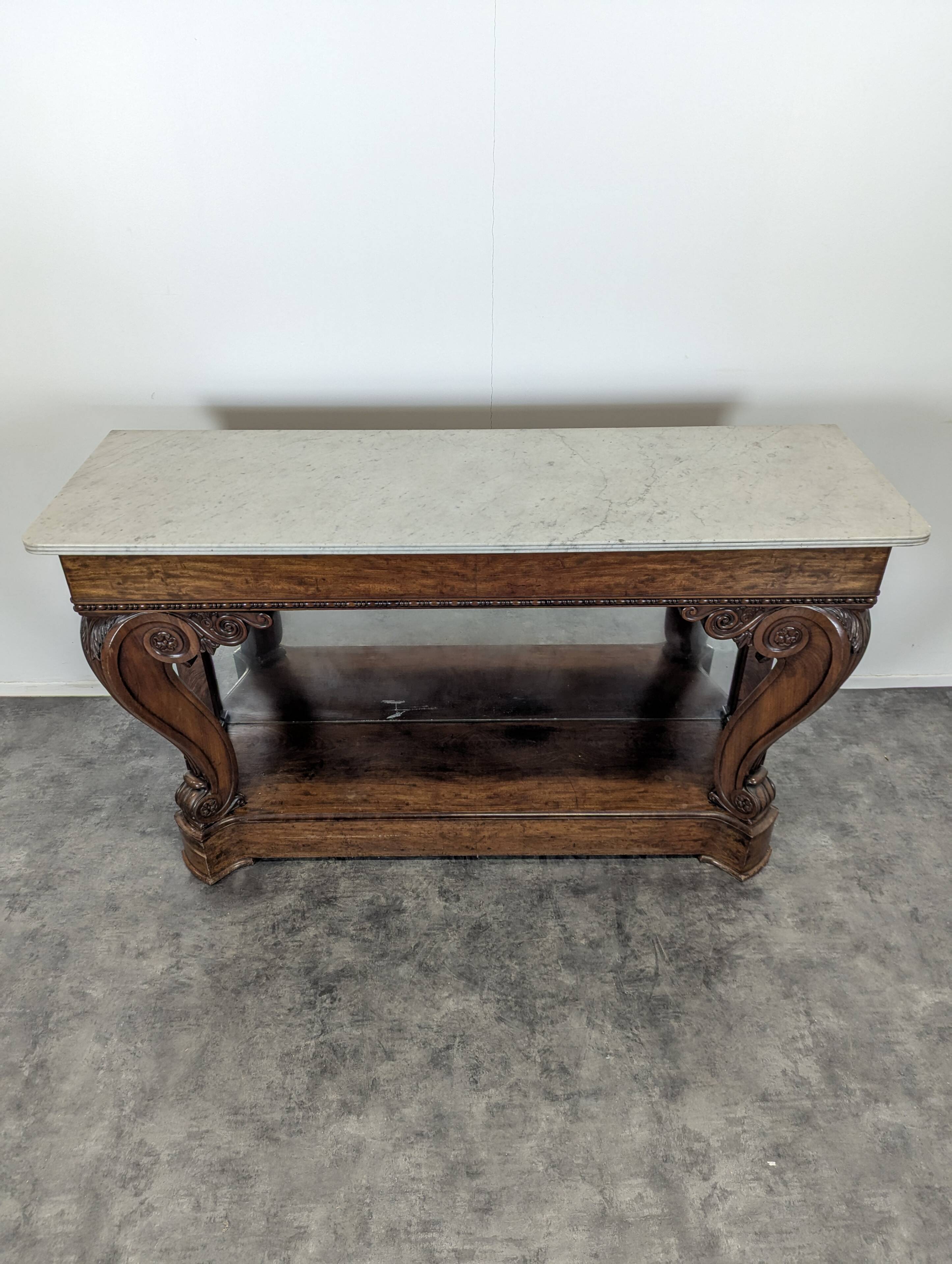 Restoration period console with mirror base, stamped Gomien