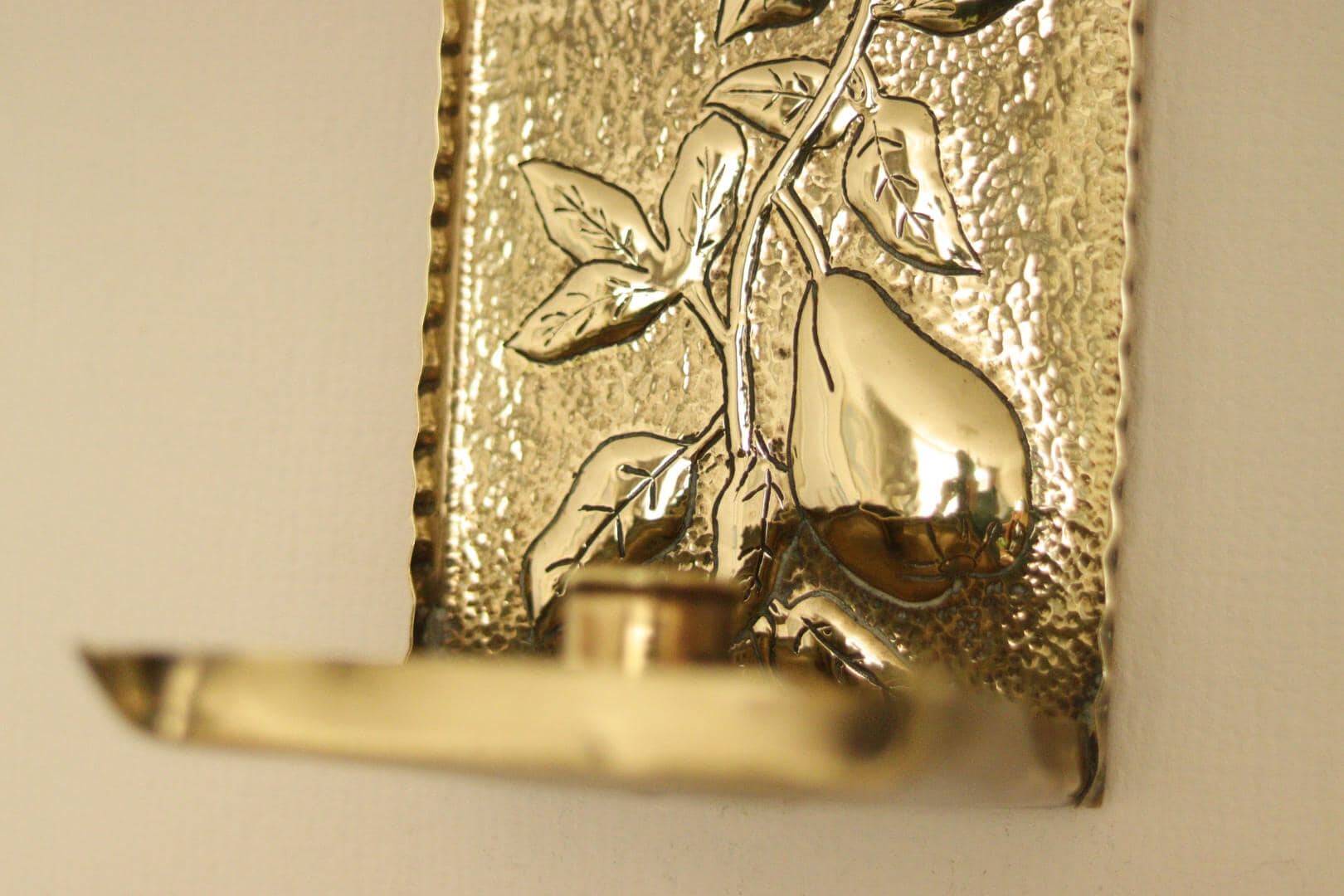 Vintage European brass sconce in pear motif