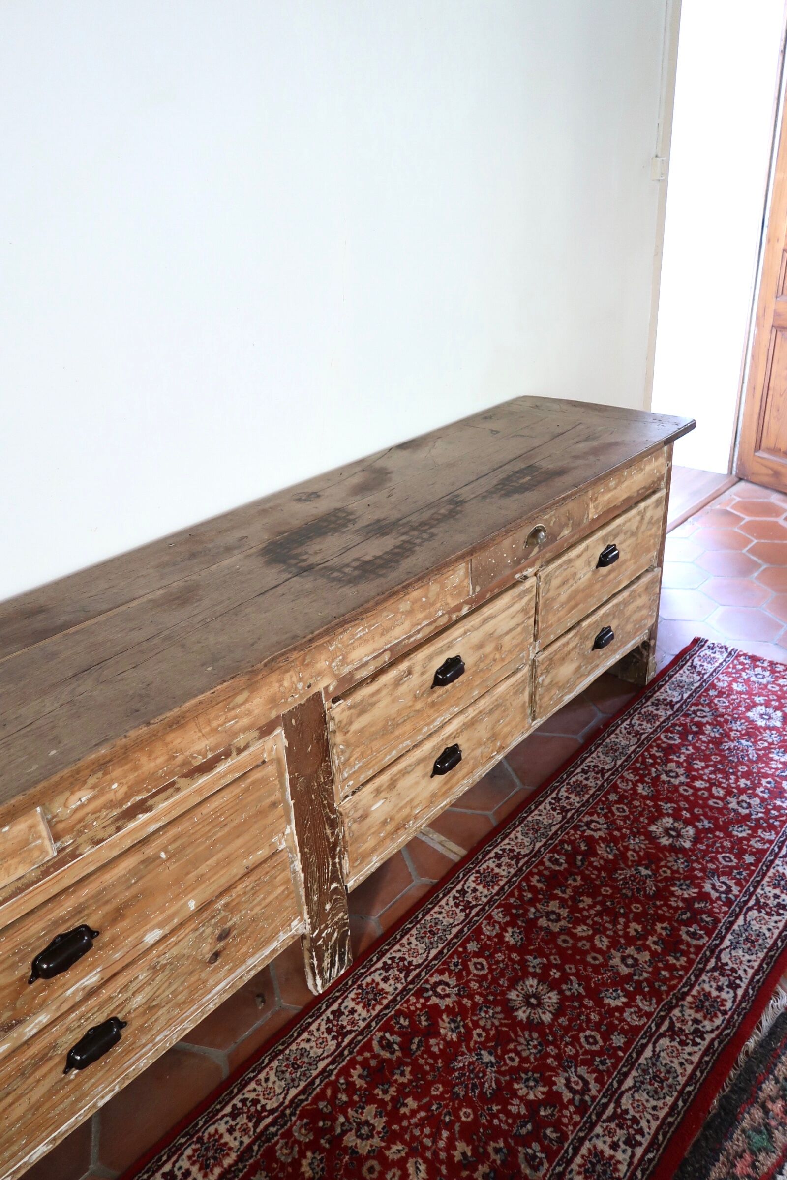 Meuble de métier comptoir en bois