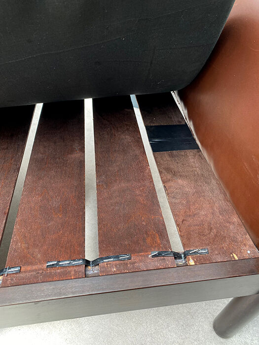 Scandinavian bench in chocolate leather