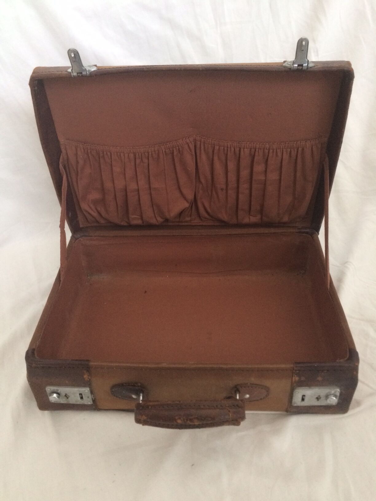 Cloth suitcase and leather vintage