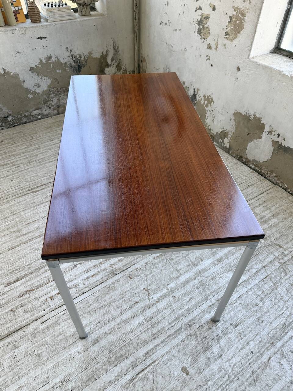 Ernst Moeckl 1960s teak desk with chrome base
