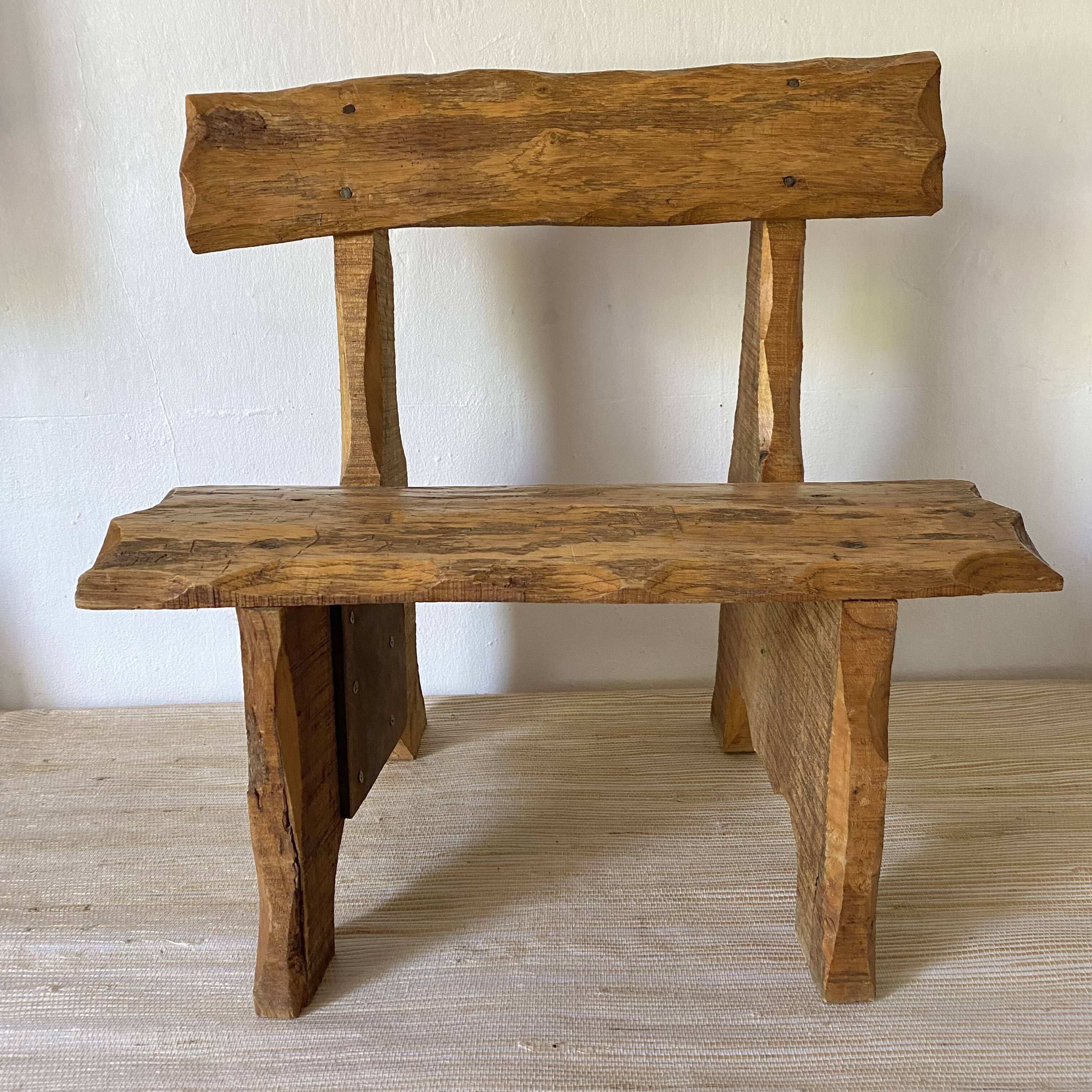 Brutalist low chair in solid wood