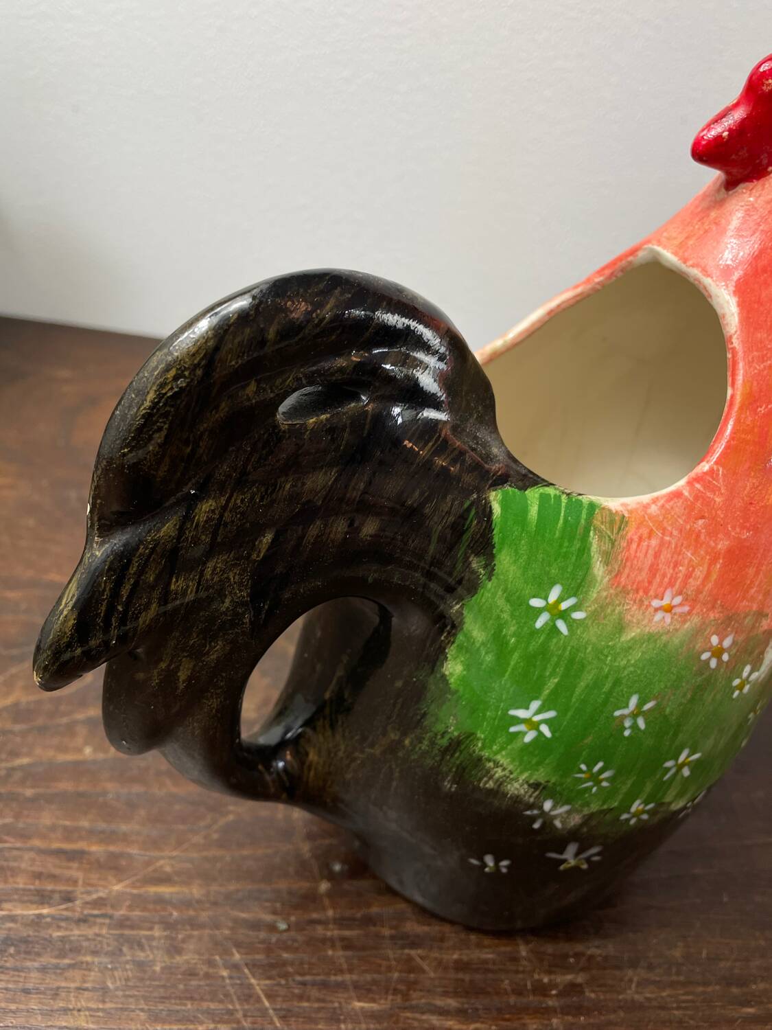 Ceramic rooster pitcher