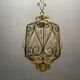 Wrought Iron Murano Glass Latern Light Pendant 1950’s