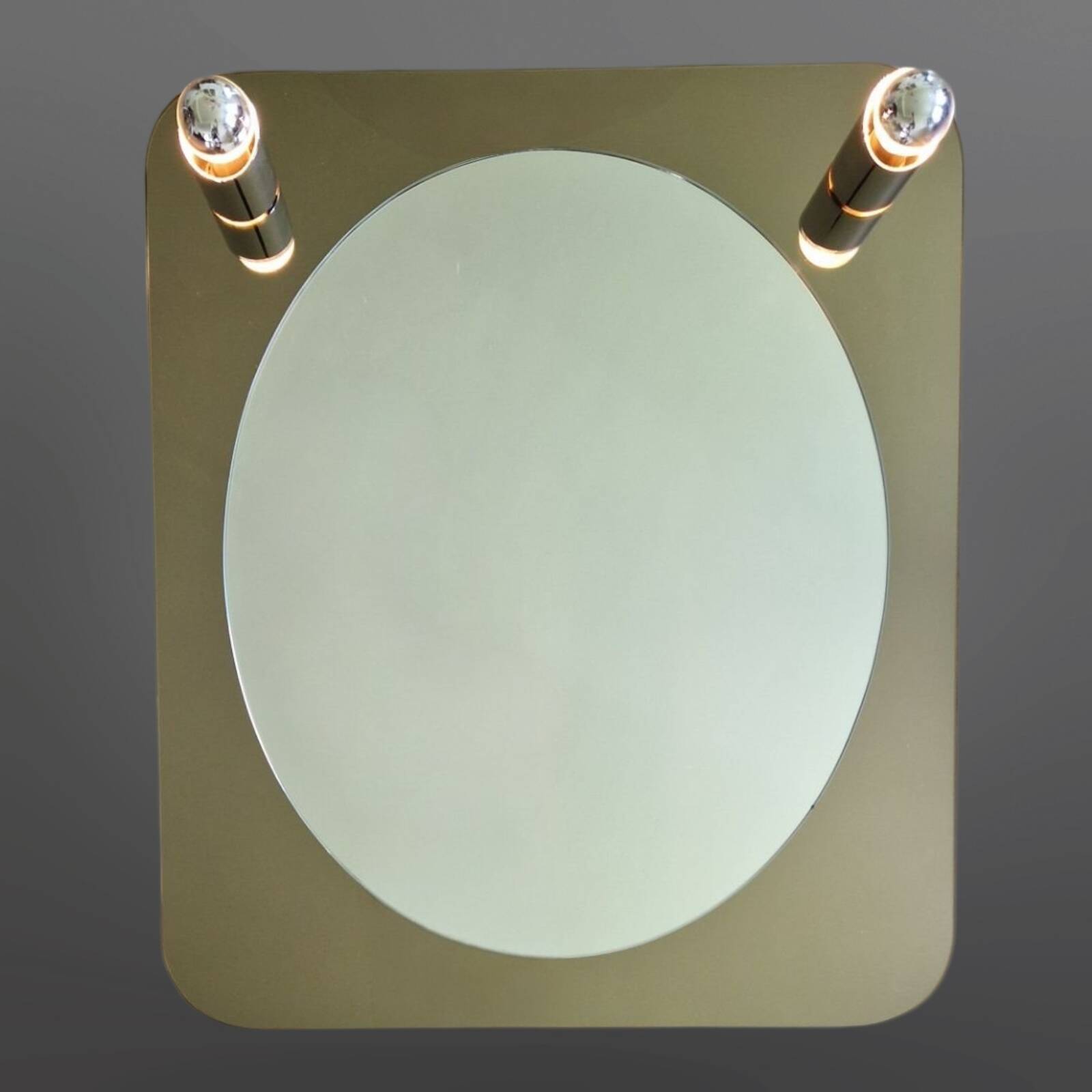 Design wall mirror with lamps, Italy 1970s