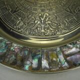 large antique wall plate Mexico alpaca Mayan calendar vintage wall plate decor