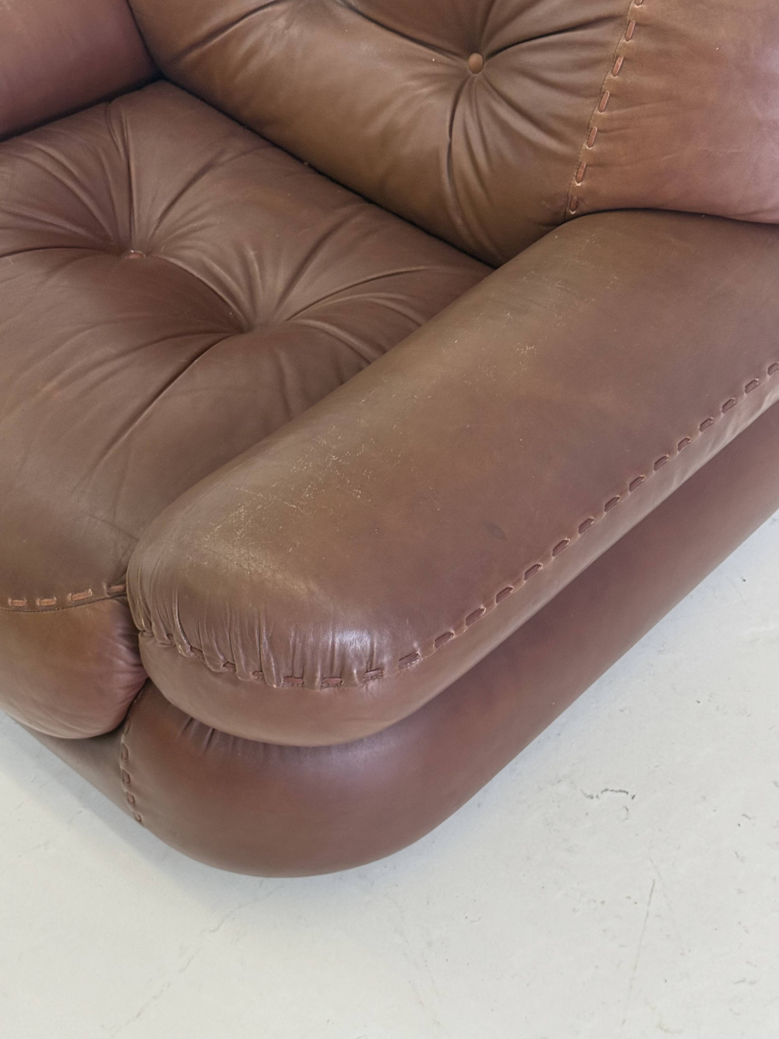 Dark brown leather Sapporo armchair for Mobil Girgi