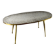 Brass Mid century Oval Coffee Table with Grey Glass Mosaic and Gold Highlights