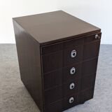 Rosewood storage box on wheels from the 70s/80s