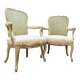 PAIRE DE FAUTEUILS EN BOIS LAQUÉ DE STYLE LOUIS XV XIX EME SIÈCLE  