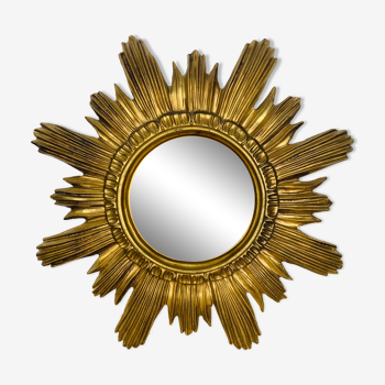 Miroir soleil doré italien années 60 résine
