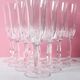 Ensemble de 10 flûtes à champagne vintage en cristal, verre à pied italien transparent.