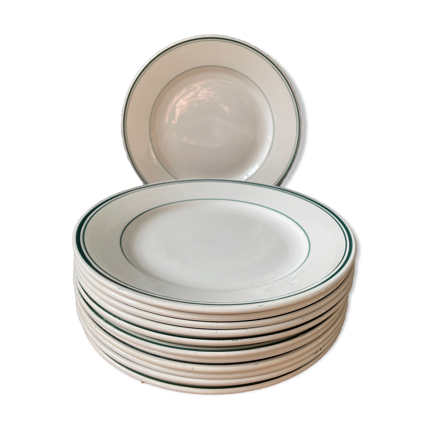 Set of 12 old flat plates in St Amand earthenware