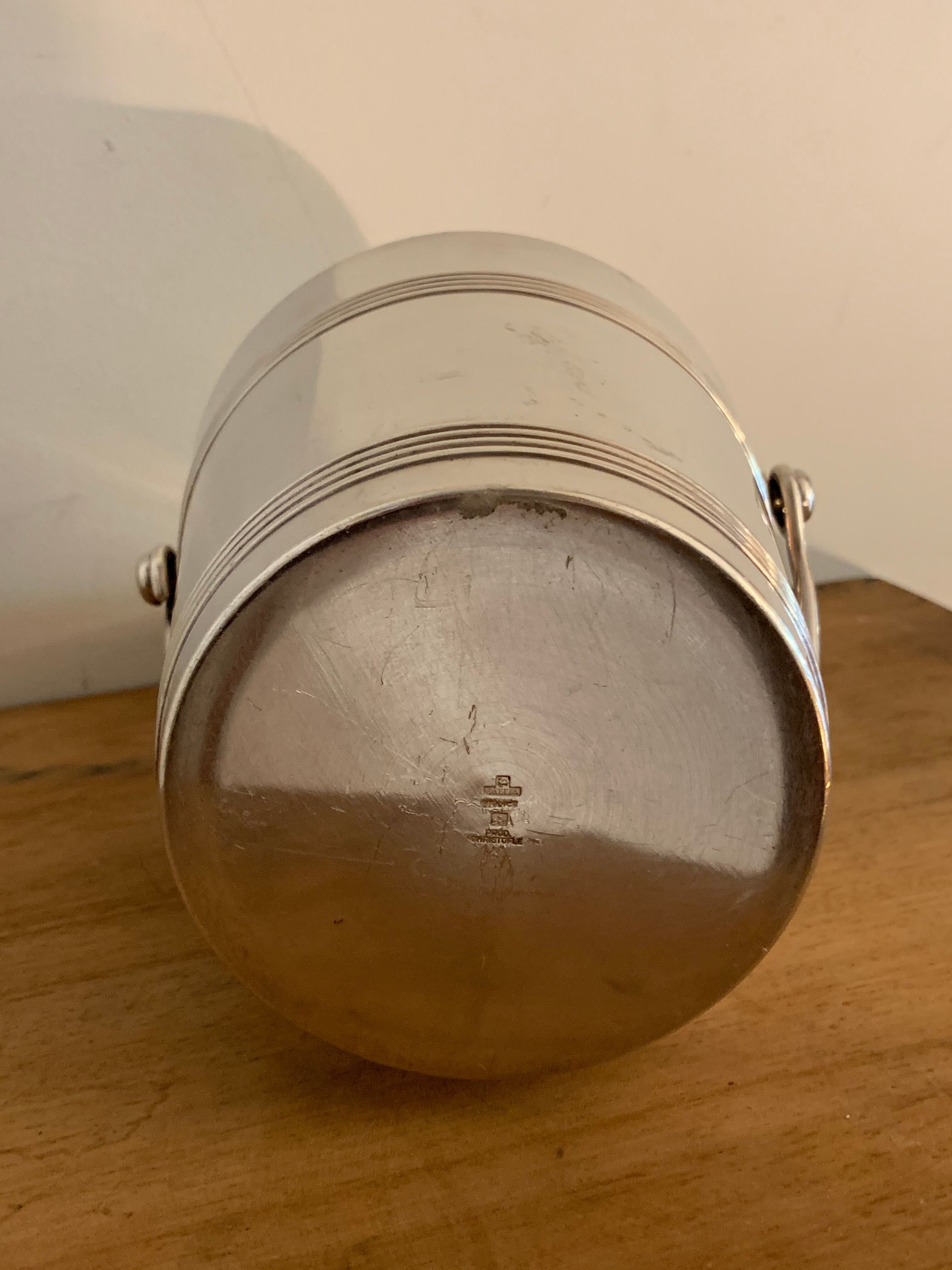 Pair of luc Lanel Christofle Gallia silver metal ice buckets 1940