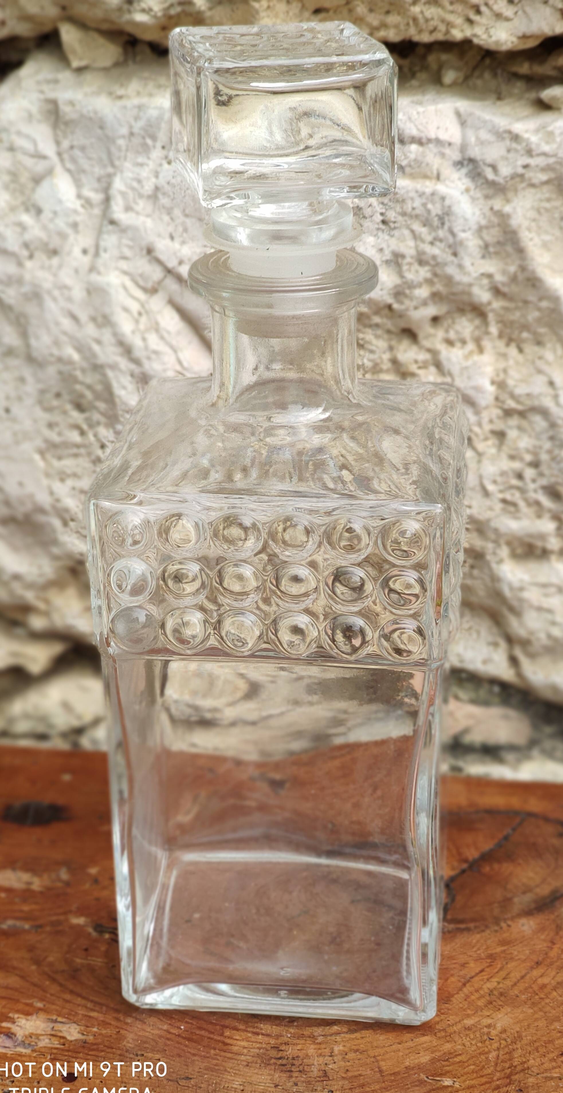 old glass whiskey decanter