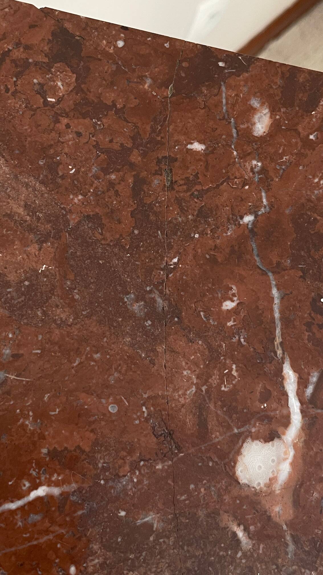 Antique bedside table in wood and marble