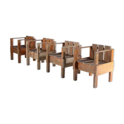 Chaise en teck dans le style ''Crate'' de Rietveld, Pays-Bas années 1960