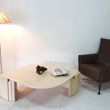 Travertin teardrop shaped coffee table, italy 1970