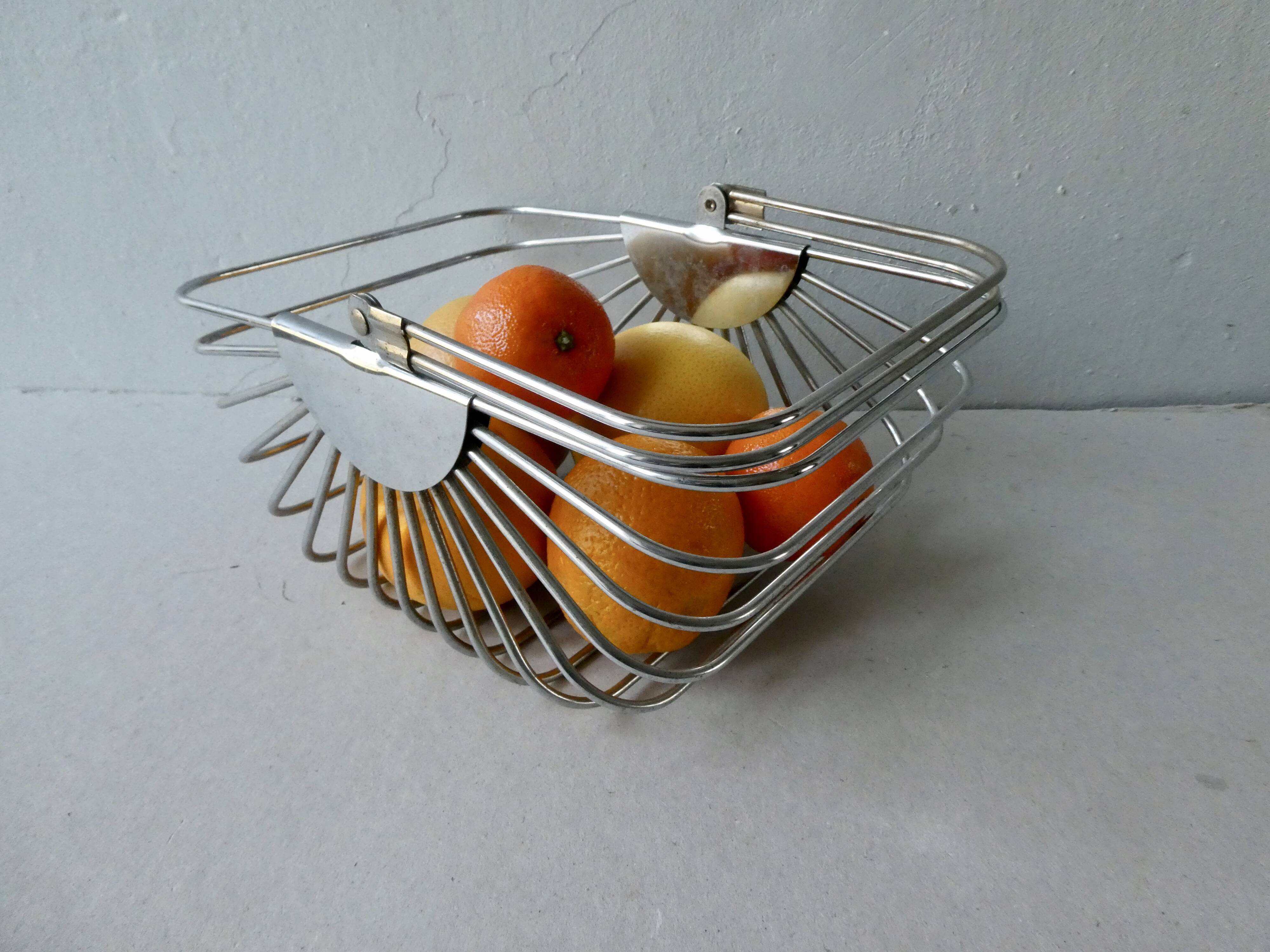 Chrome metal basket, 70s