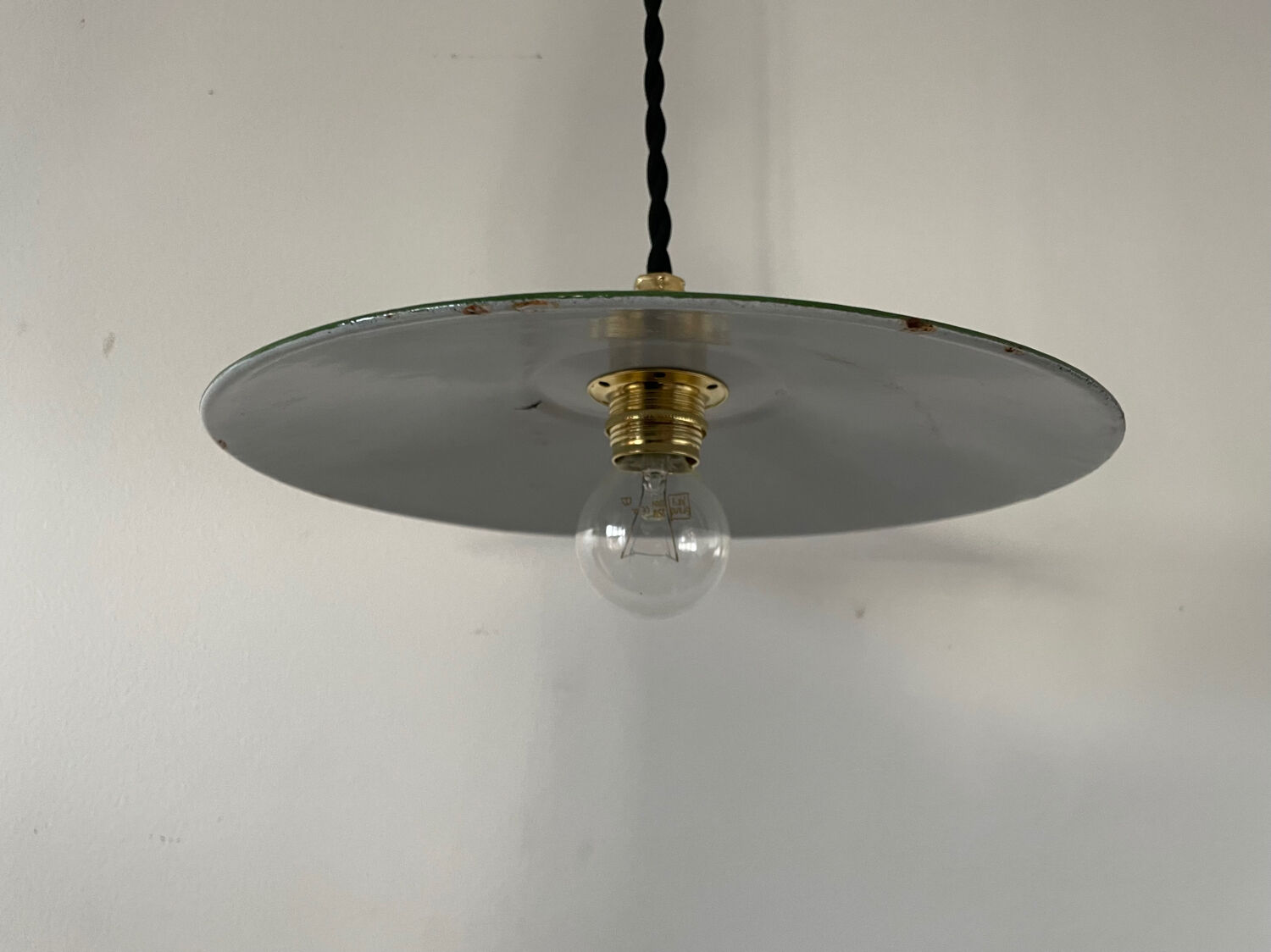 Old enameled metal lampshade
