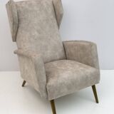 Pair of Gio Ponti Mid-Century Modern Italian Velvet "Alata" Lounge Chairs