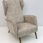 Pair of Gio Ponti Mid-Century Modern Italian Velvet "Alata" Lounge Chairs