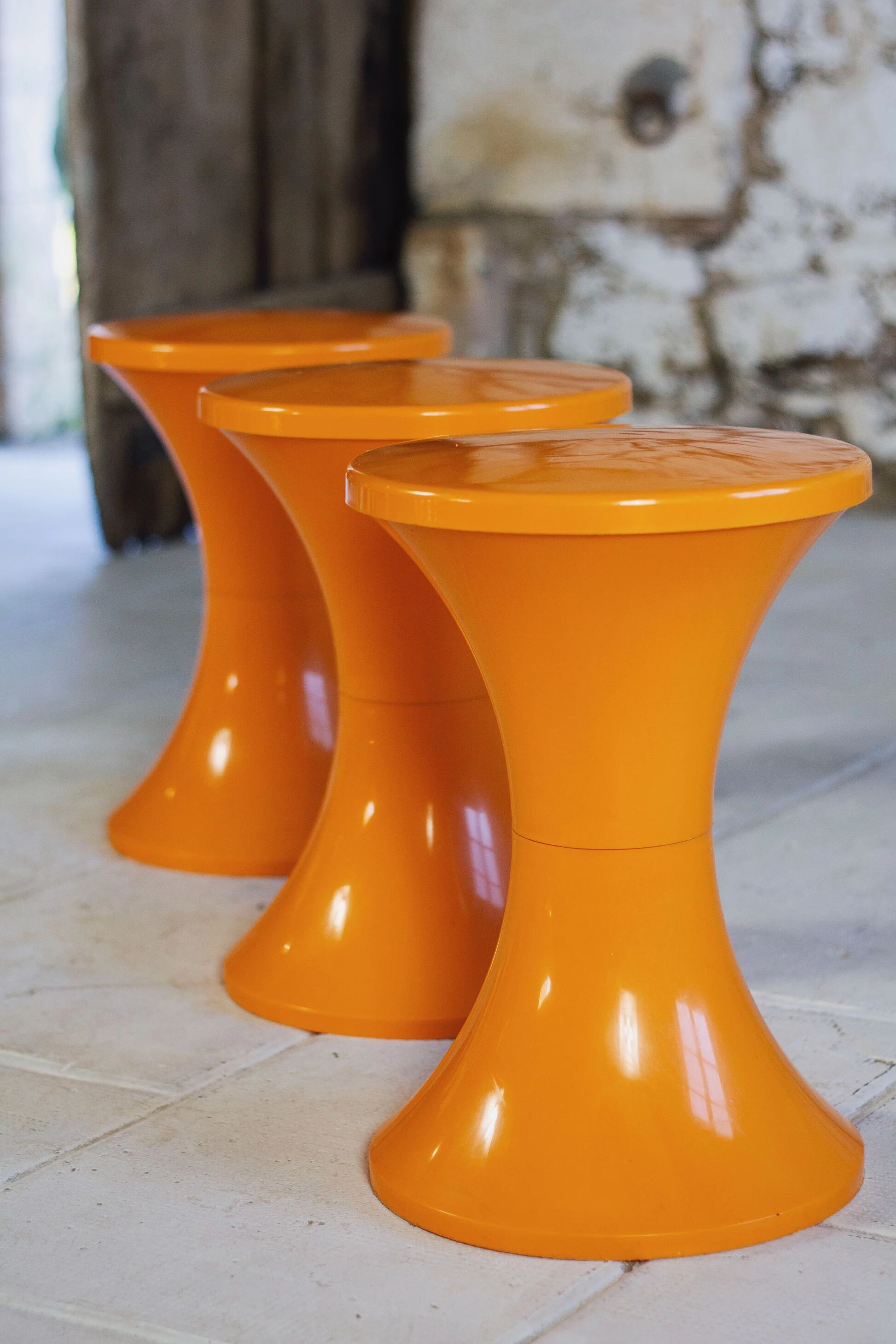 Tabouret Tam Tam orange par Henry Massonnet pour Stamp, 1970
