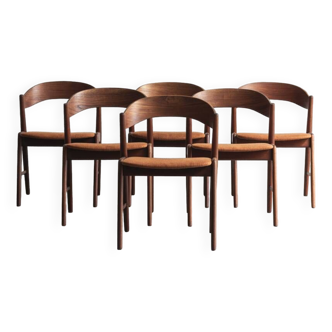 Ensemble de 6 chaises à repas, design danois, années 1960