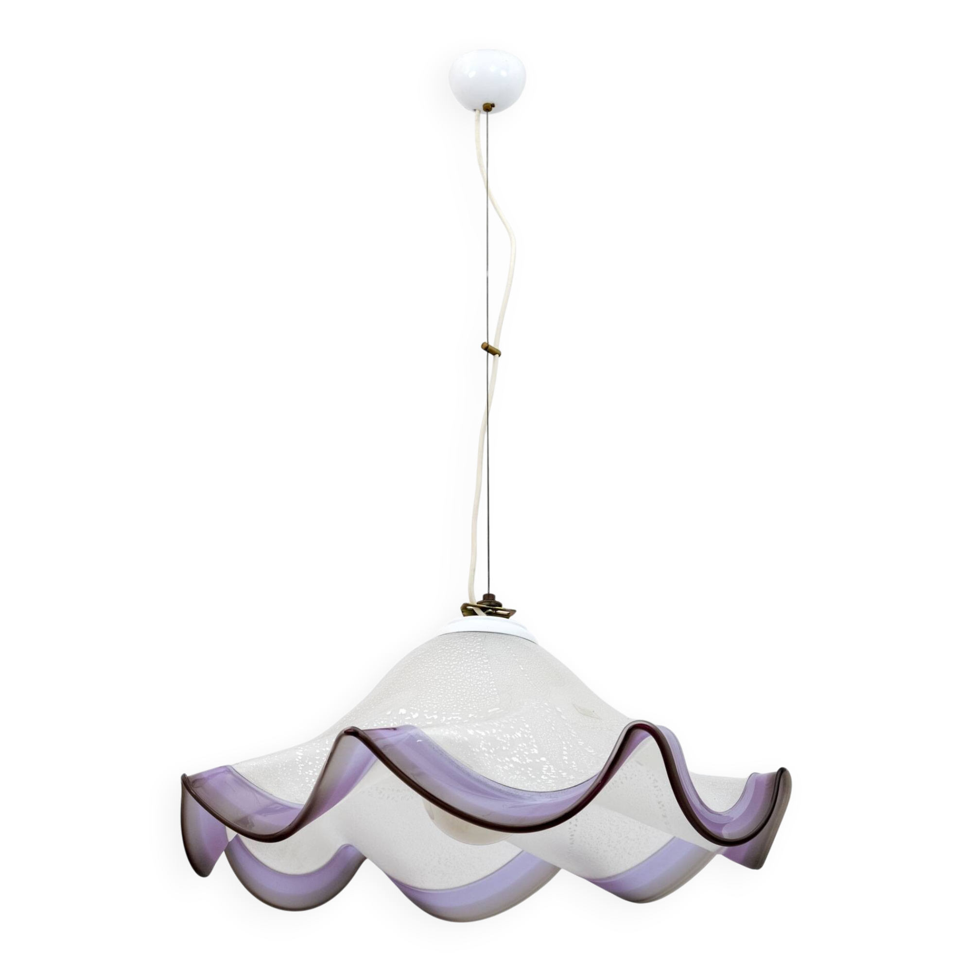 Suspension italienne en verre de Murano argenté, années 1970