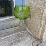 Ancien verre en cristal Saint Louis Roemer taillé vert Absinthe