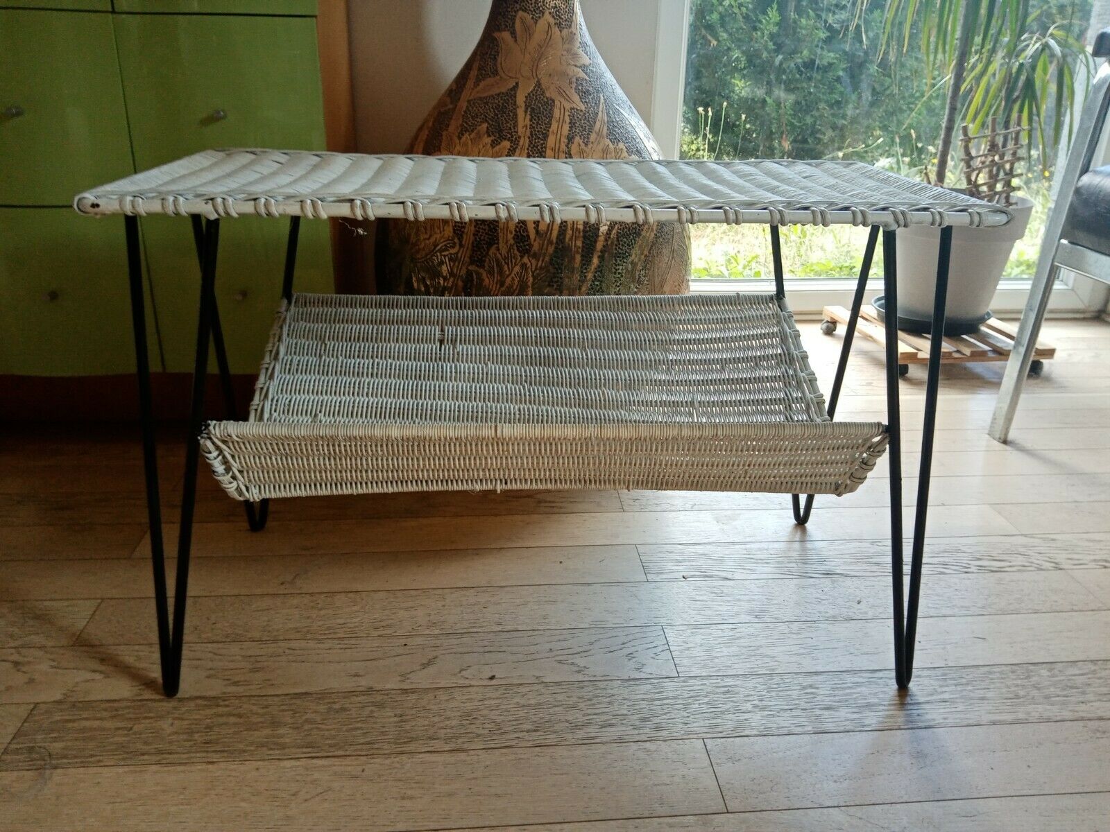 Metal painted rattan coffee table 37 X 76 height 49 cm