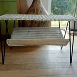 Metal painted rattan coffee table 37 X 76 height 49 cm