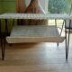 Table basse rotin peint métal 37 X 76 hauteur 49 cm