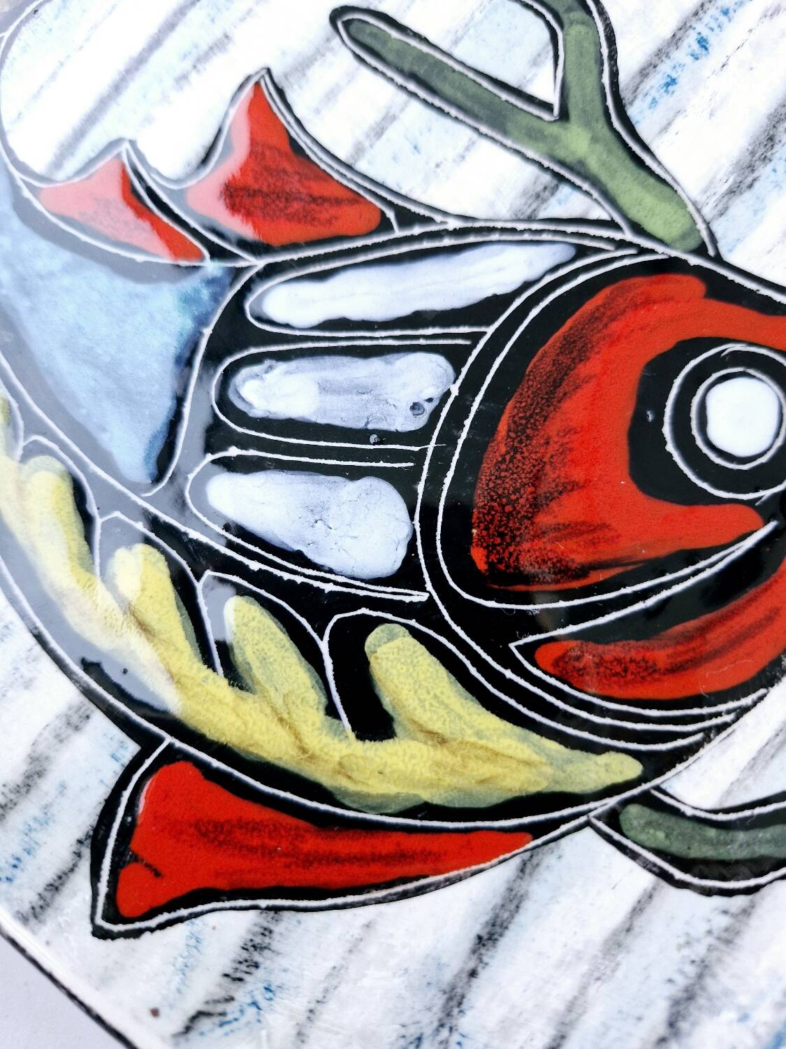 Small Vintage Ceramic Hand Painted Fish Serving Presentation Dish