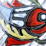 Small Vintage Ceramic Hand Painted Fish Serving Presentation Dish