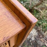 Rattan chest of drawers and vintage wood